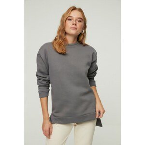 Trendyol Gray Raised Loose Pattern Knitted Sweatshirt