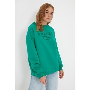 Trendyol Emerald Embroidered Loose Raised Knitted Sweatshirt