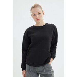 Trendyol Black Loose Raised Knitted Sweatshirt