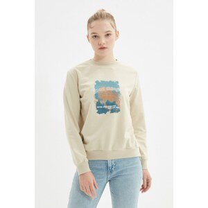 Trendyol Beige Basic Knitted Sweatshirt