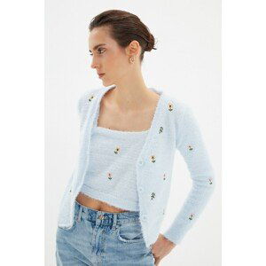 Trendyol Light Blue Jacquard Knitwear Cardigan