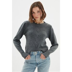 Trendyol Anthracite Crop Knitwear Sweater