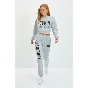 Trendyol Gray Printed Basic Jogger Slim Knitted Sweatpants