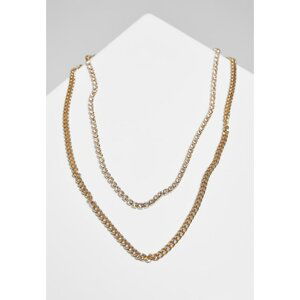 Double-layered gold diamond necklace