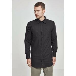 Side-Zip Long Checked Flanell Shirt blk/blk