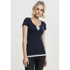 Ladies Two-Colored T-Shirt nvy/gry