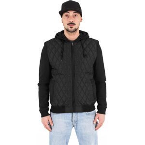 Diamond Quilt blk/blk Nylon Hooded Jacket