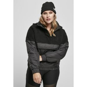 Ladies Sherpa Mix Pull Over Jacket Black/black