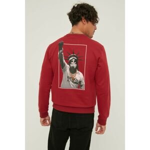 Trendyol Claret Red Men's Printed Sweatshirt