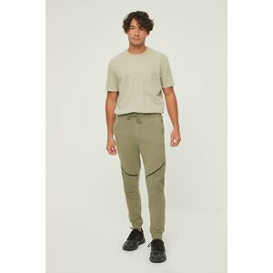 Trendyol Khaki Men's Regular Fit Sweatpants with Stripe Stitching Detail