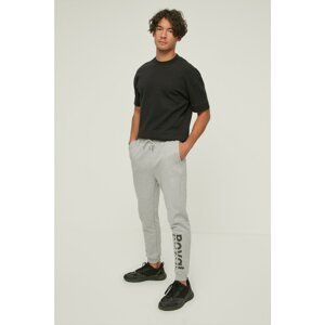 Trendyol Men's Gray Regular Fit Printed Sweatpants