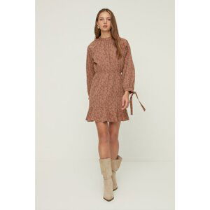 Trendyol Brown Standing Collar Dress