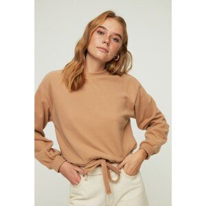Trendyol Camel Waist Detail Thessaloniki Fabric Loose Knitted Sweatshirt