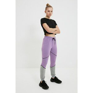 Trendyol Lilac Color Block Basic Jogger Raised Thick Knitted Sweatpants