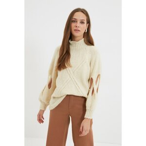 Trendyol Ecru Sleeve Detailed Knitwear Sweater