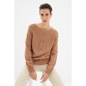 Trendyol Camel Openwork Knitwear Sweater