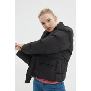Trendyol Black Oversize Stand Up Collar Zipper Closure Inflatable Coat