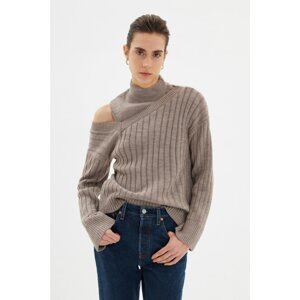 Trendyol Mink Shoulder Detailed Corduroy Knitwear Sweater