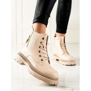 BESTELLE STYLISH BEIGE ANKLE BOOTS
