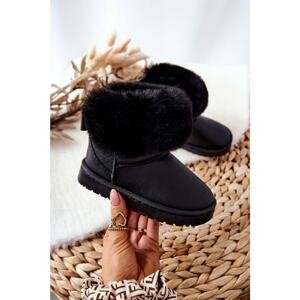 Children's Leather Boots with Fleece Black Madie