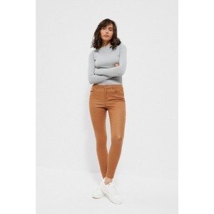 Waxed pants with fitted fit - beige