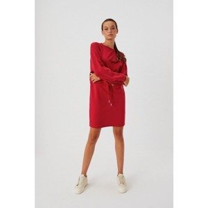 Plain knitted dress - red
