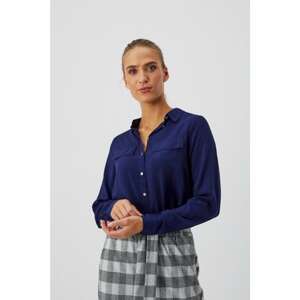 Plain viscose shirt - navy blue