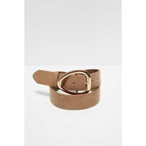 Belt with a golden buckle - beige