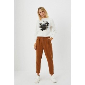 Knitted trousers with a high waist - brown