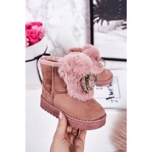 Children's Snow Boots Insulated With Fur Suede Pink Amelia