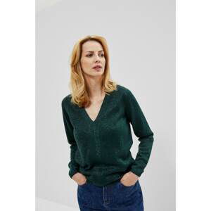 Sweater with a metallic thread - green