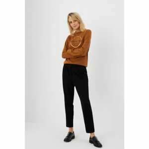Knitted pants with high waist - black