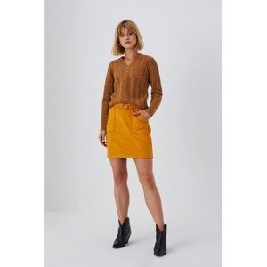 Trapezoidal skirt with pockets - gold