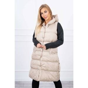 Quilted vest with a hood beige