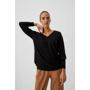 Plain sweater with a decorative back - black