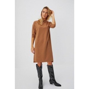 Plain knit dress - brown