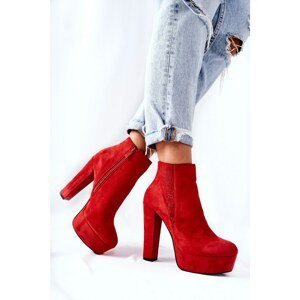 Suede Boots On High Heel Red Sarsea