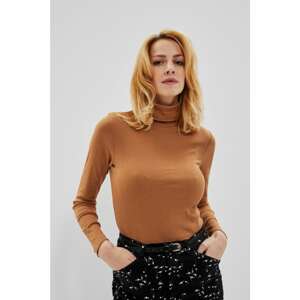 Cotton turtleneck blouse - brown