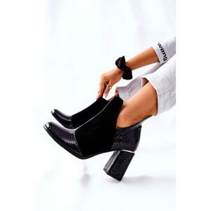 Women's Leather Stiletto Booties Black I Wish