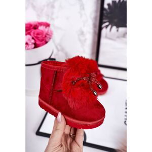 Children's Snow Boots Insulated With Fur Suede Red Amelia