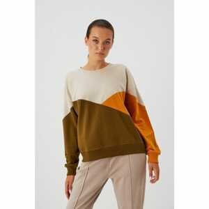 Colorful sweatshirt with stitching - olive