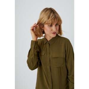 Plain shirt with pockets - olive green