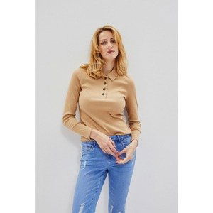 Cotton blouse with long sleeves - beige