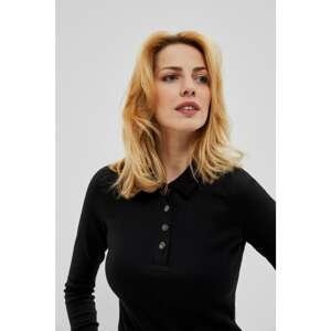 Cotton blouse with long sleeves - black
