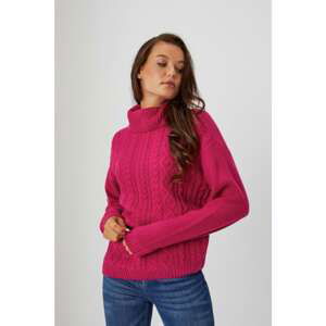 Turtleneck with a braid weave - fuchsia