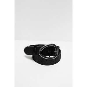 Belt with a silver buckle - black
