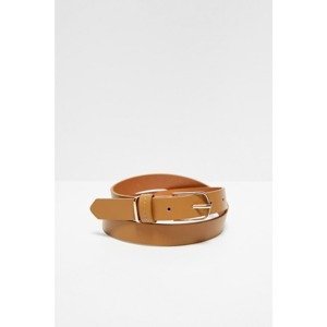 Plain belt with a golden buckle - brown