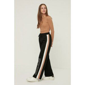 Trendyol Black Side Stripe Printed Wide Leg Sweatpants