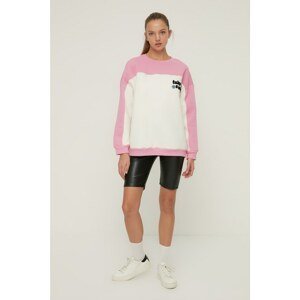 Trendyol Pink Color Block Boyfriend Sports Sweatshirt