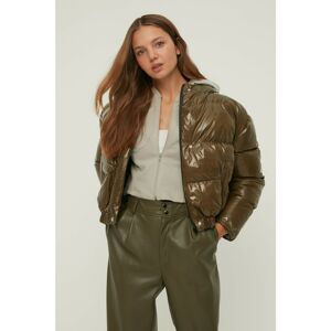 Trendyol Khaki Oversize Hooded Shiny Inflatable Coat